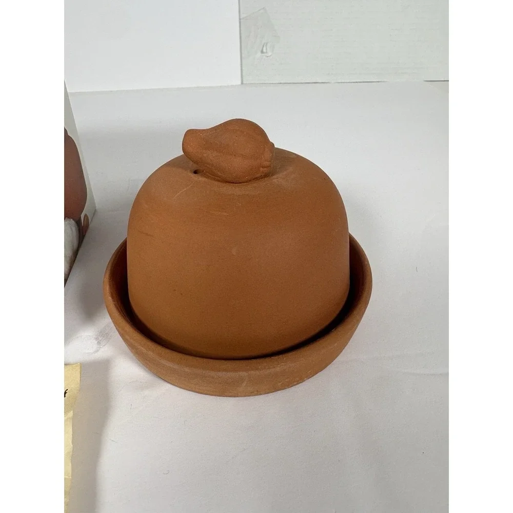 Terra Cotta Garlic Baker Roaster Oven With Lid Dish Small